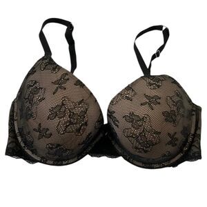 Victoria's Secret Black/Beige Lace Demi Uplift Bra Women's Size 36D | 10B-7